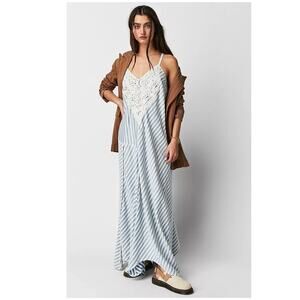 Free People Striped Maxi Dress with Lace Detail